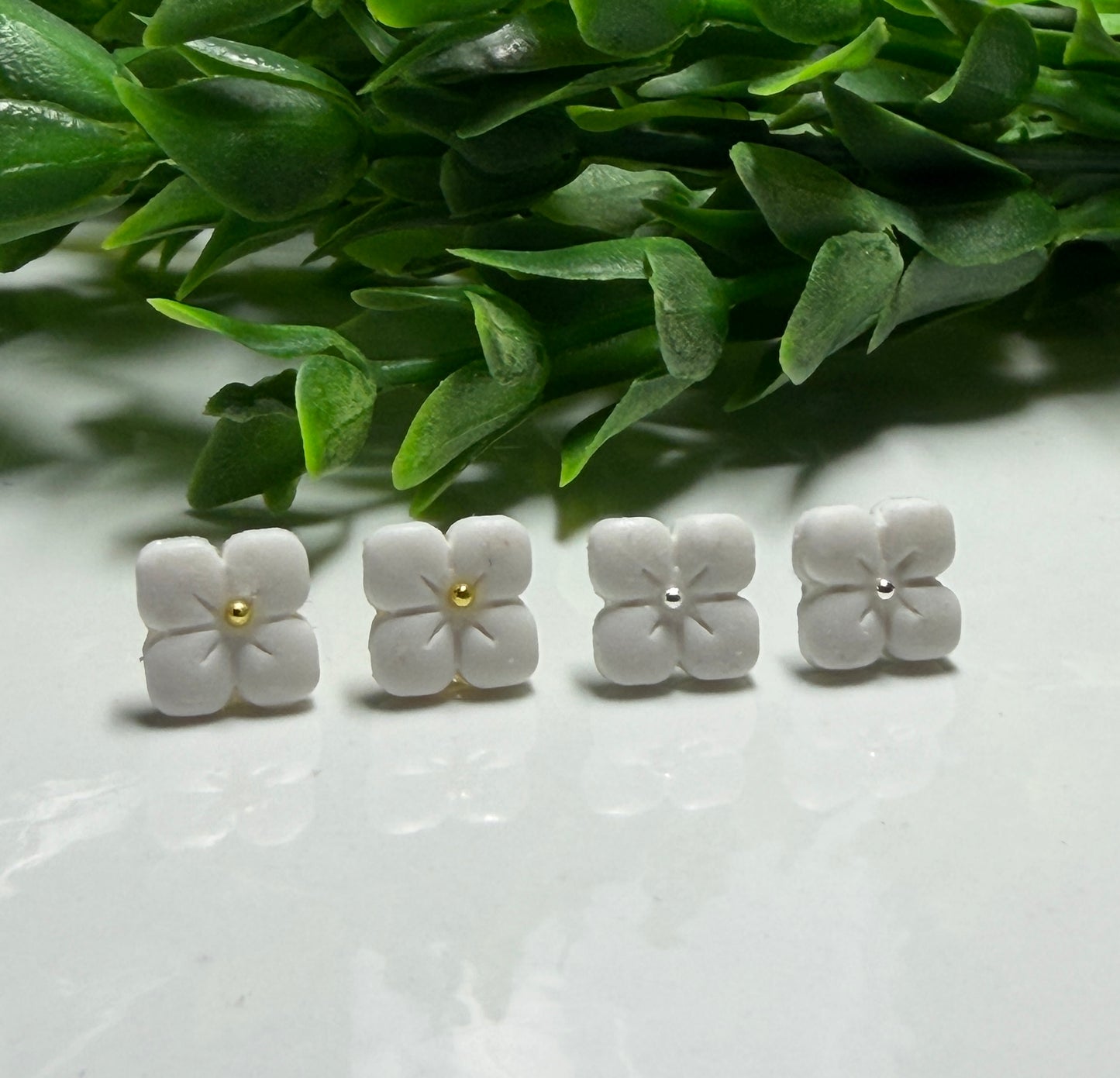 Square floral studs