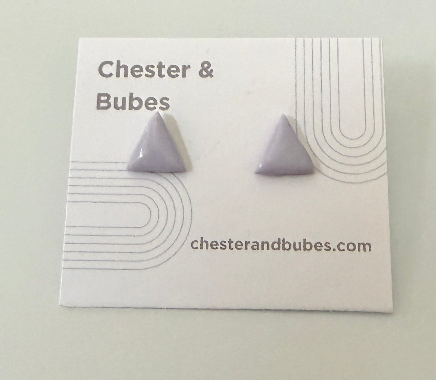 Lilac Glossy Triangle Studs