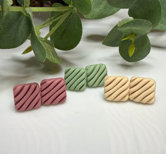 Ribbed Square Studs