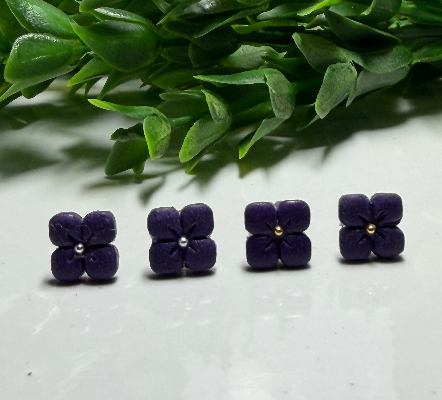 Square floral studs